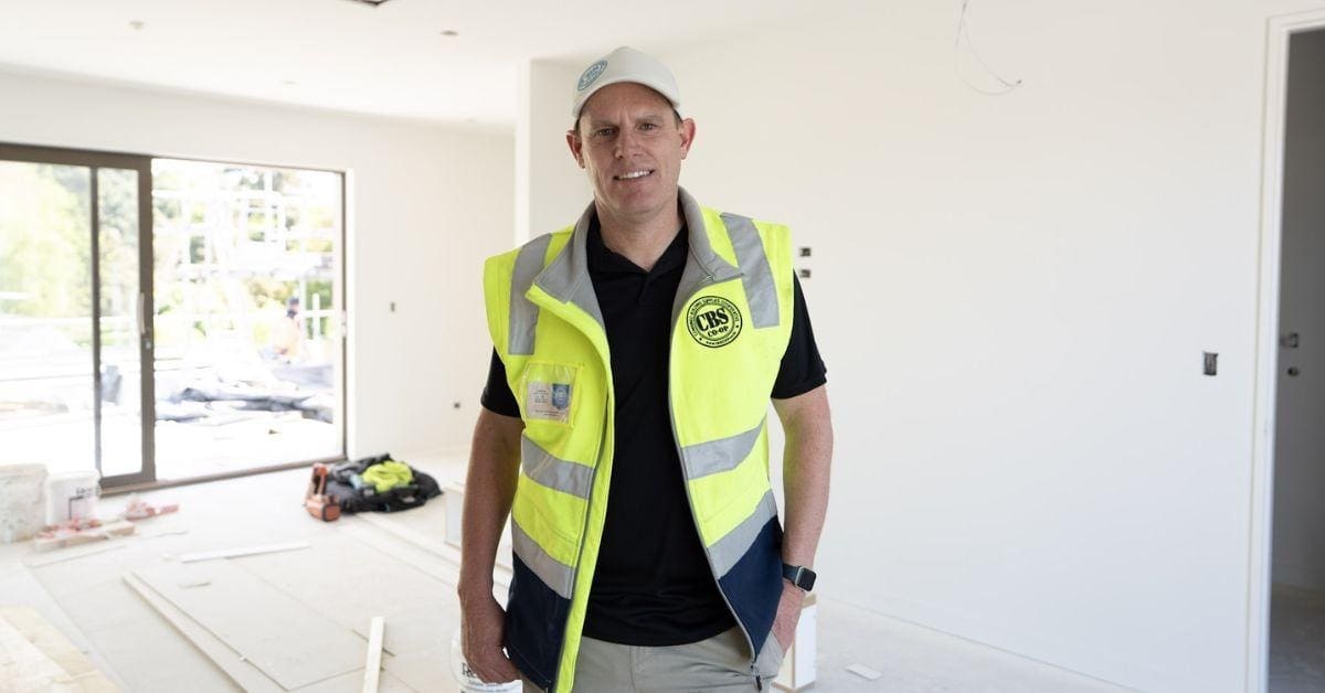 CBS Co-op team member on site inside a new-build house under construction in New Zealand